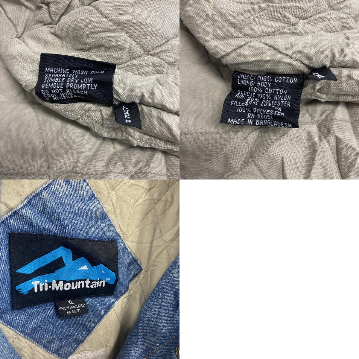 ～00s　Tri.Mountain　デニムスタジャン　ヴィンテージ　キルティングライナー　中綿入り　インディゴ　XLサイズ