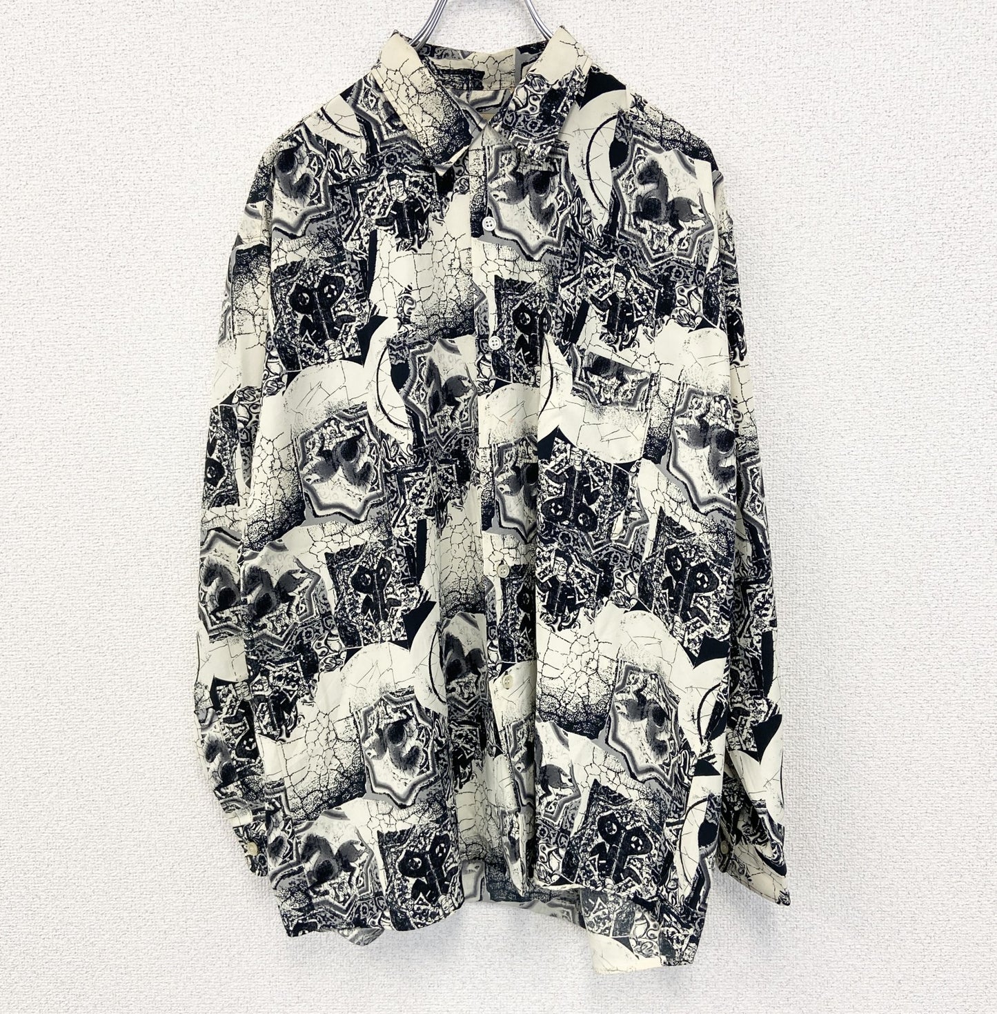 古着 used　Sciarpa　シャルパ　長袖総柄シャツ　カジュアル　個性的　ポッケ付き　レトロデザイン　Lサイズ