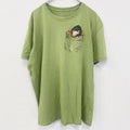 古着 used　半袖アニマルプリントTシャツ　カモノハシ　黄緑　ライトグリーン　クルーネック　レトロデザイン