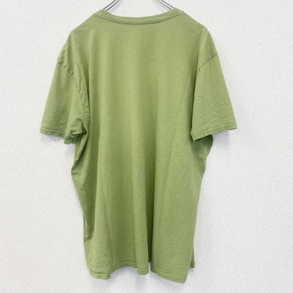 古着 used　半袖アニマルプリントTシャツ　カモノハシ　黄緑　ライトグリーン　クルーネック　レトロデザイン