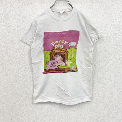 GILDAN　ギルダン　半袖プリントアニマルTシャツ　フォトTシャツ　豚　誰やねん　白　ホワイト　Sサイズ