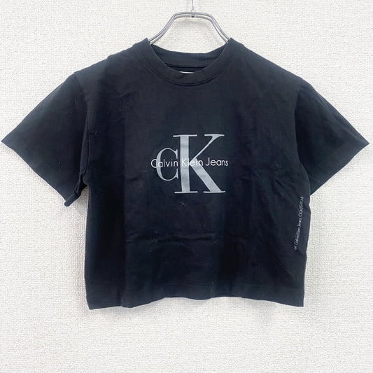 Calvin Klein Jeans　カルバンクラインジーンズ　半袖プリントTシャツ　短丈　デカロゴ　黒　ブラック　Sサイズ