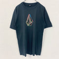 古着 used　VOLCOM　ボルコム　半袖ロゴプリントデザインTシャツ　クルーネック　黒　ブラック　レトロ　Mサイズ