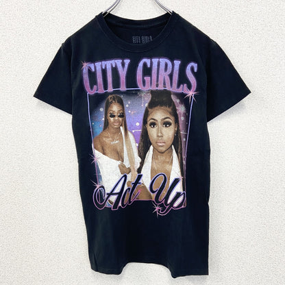 古着 used　CITY GIRLS　シティーガール　半袖プリントTシャツ　個性的　Y2K　クルーネック　レトロデザイン　Sサイズ