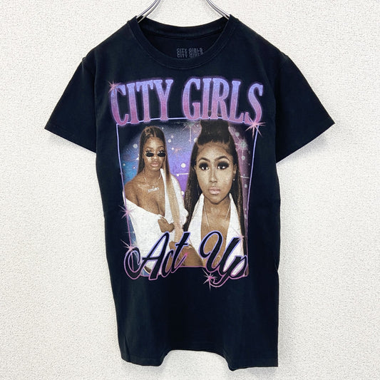 古着 used　CITY GIRLS　シティーガール　半袖プリントTシャツ　個性的　Y2K　クルーネック　レトロデザイン　Sサイズ