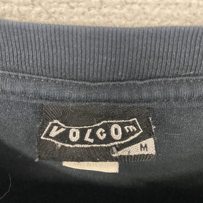 古着 used　VOLCOM　ボルコム　半袖ロゴプリントデザインTシャツ　クルーネック　黒　ブラック　レトロ　Mサイズ