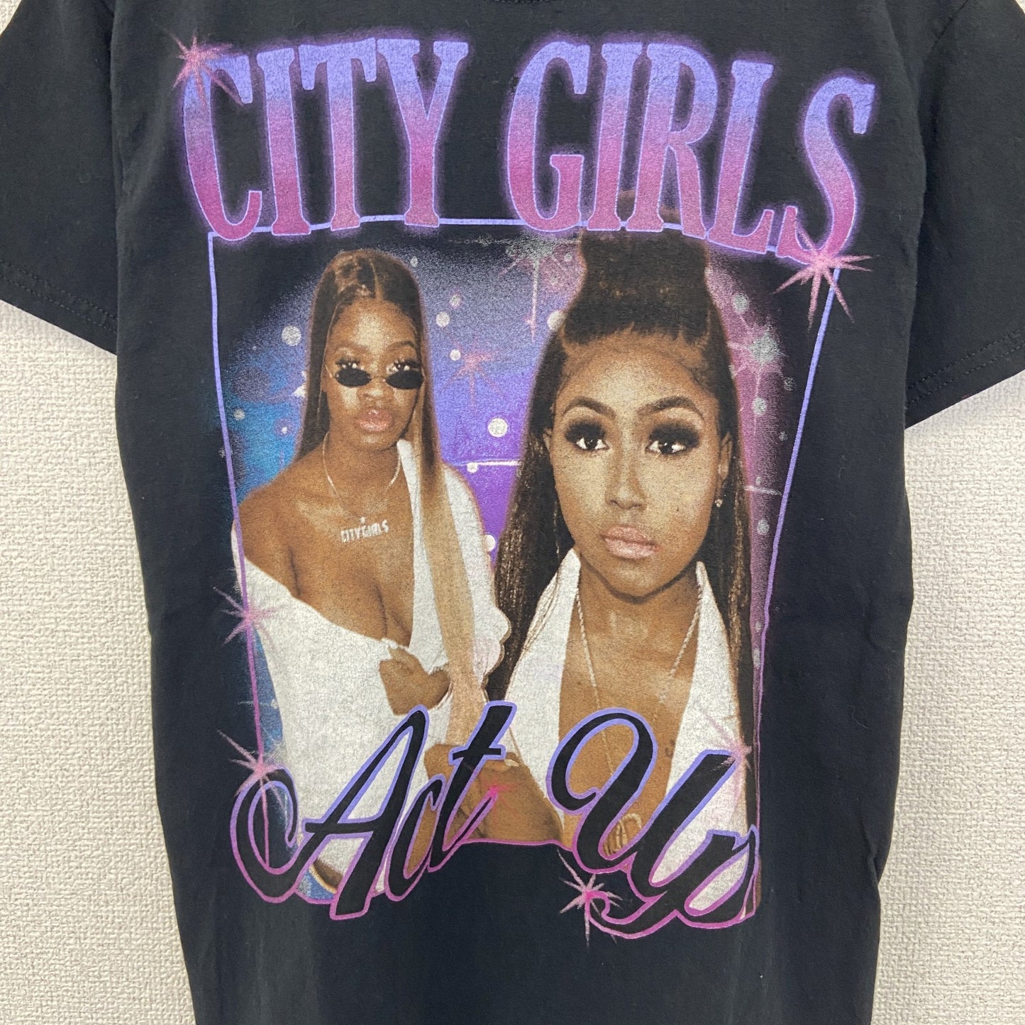 古着 used　CITY GIRLS　シティーガール　半袖プリントTシャツ　個性的　Y2K　クルーネック　レトロデザイン　Sサイズ