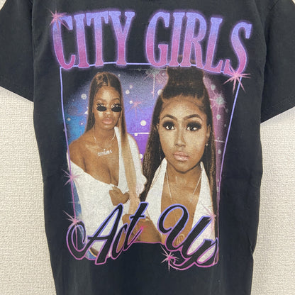 古着 used　CITY GIRLS　シティーガール　半袖プリントTシャツ　個性的　Y2K　クルーネック　レトロデザイン　Sサイズ