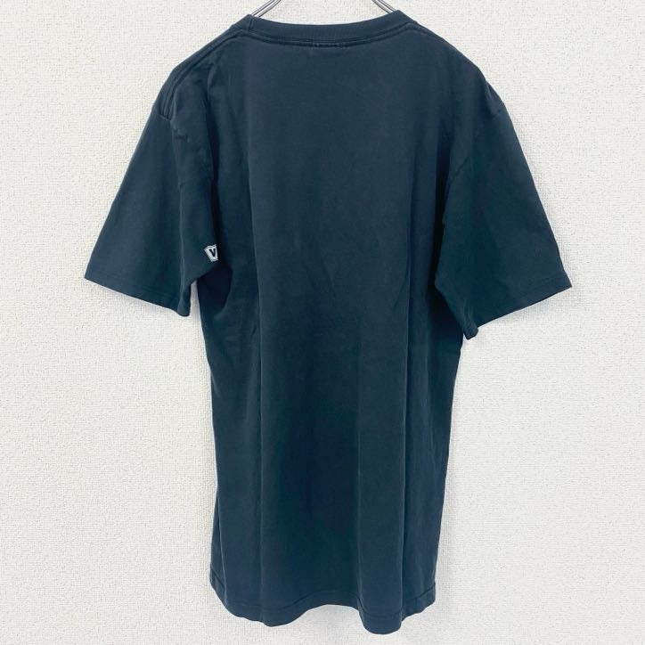 古着 used　VOLCOM　ボルコム　半袖ロゴプリントデザインTシャツ　クルーネック　黒　ブラック　レトロ　Mサイズ