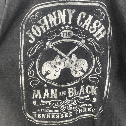 古着 used　半袖バンドプリントTシャツ　ジョニーキャッシュ　灰色　ダークグレー　クルーネック　レトロデザイン　2XLサイズ