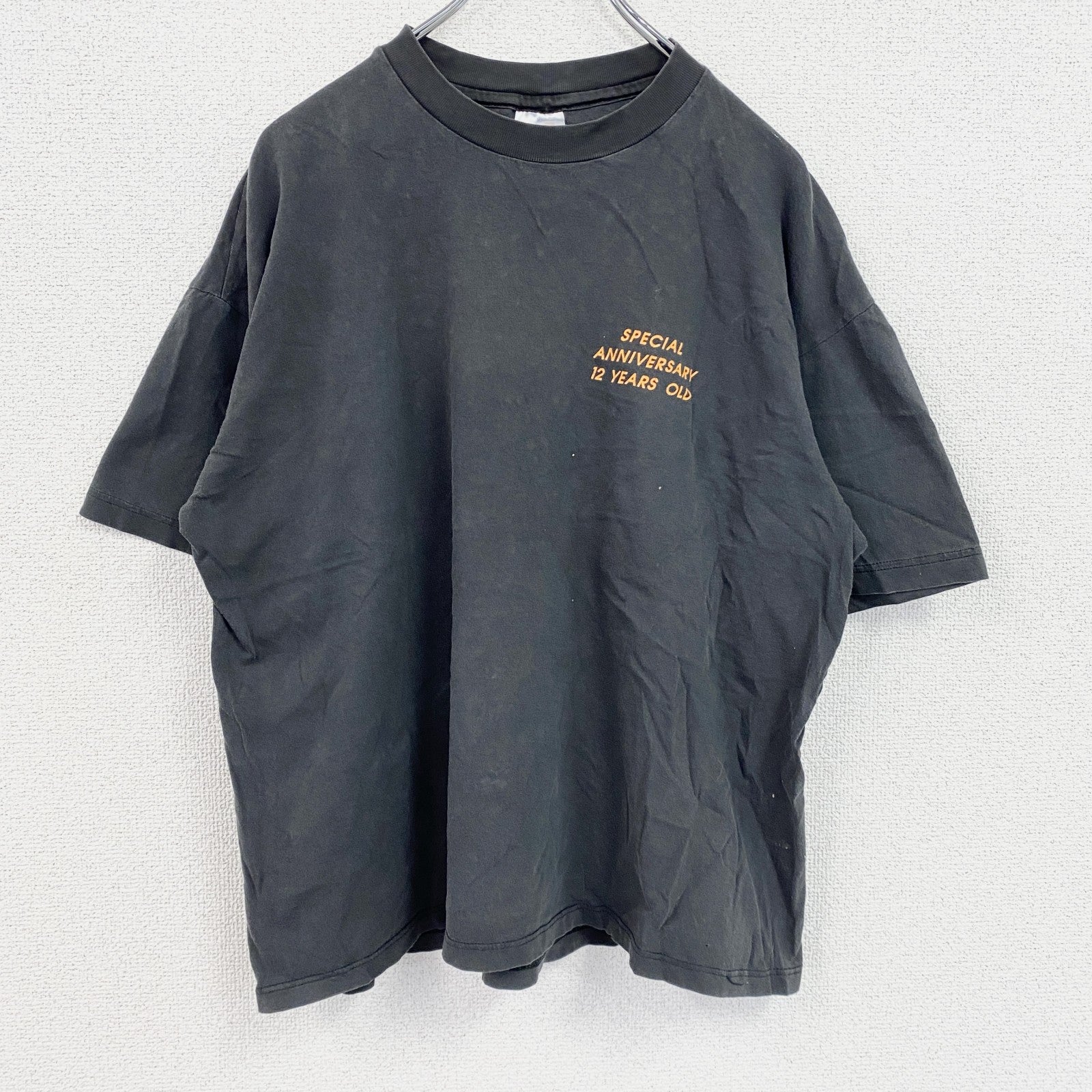 Hanes　ヘインズ　半袖プリントTシャツ　フェード　黒　ブラック