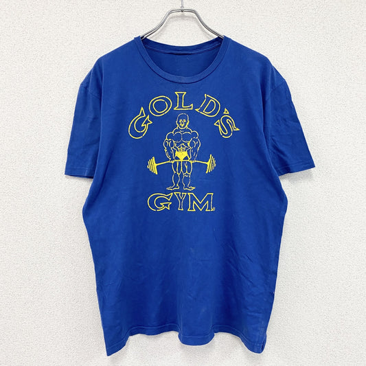 GOLD GYM　ゴールドジム　半袖プリントアドバタイジングＴシャツ　アーチプリント　青　ブルー