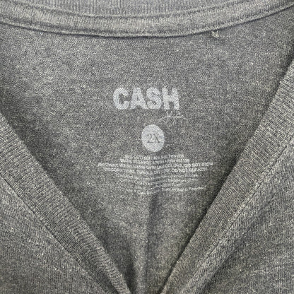 古着 used　半袖バンドプリントTシャツ　ジョニーキャッシュ　灰色　ダークグレー　クルーネック　レトロデザイン　2XLサイズ