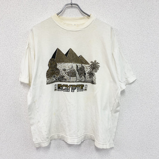 ～00s　SAGGY　サギー　半袖プリントＴシャツ　EGY PTE　エジプト　ヴィンテージ　白　ホワイト　Lサイズ