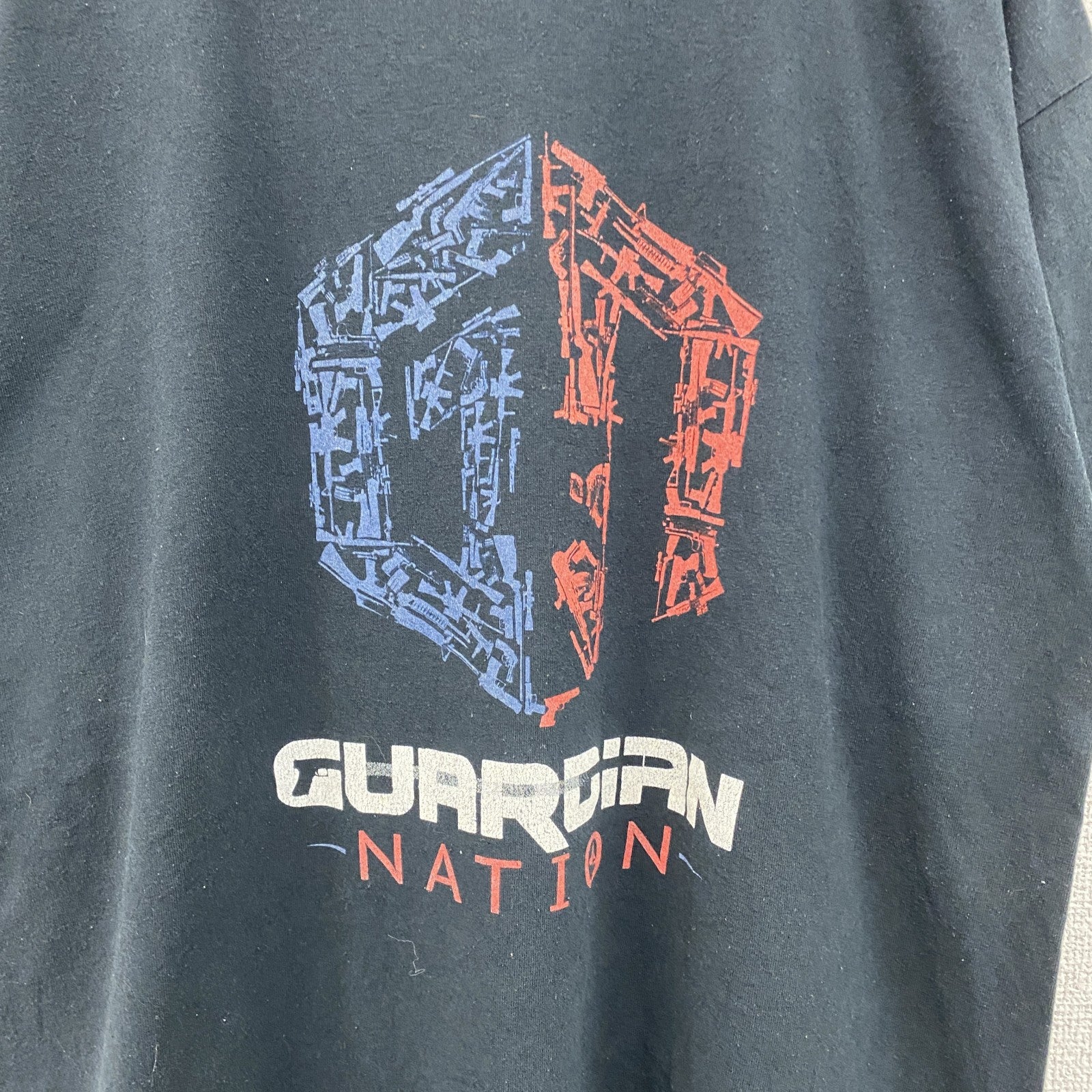 PORT&COMPANY　半袖プリントTシャツ　Guardian Nation　両面プリント　企業ロゴ　黒　ブラック　XLサイズ