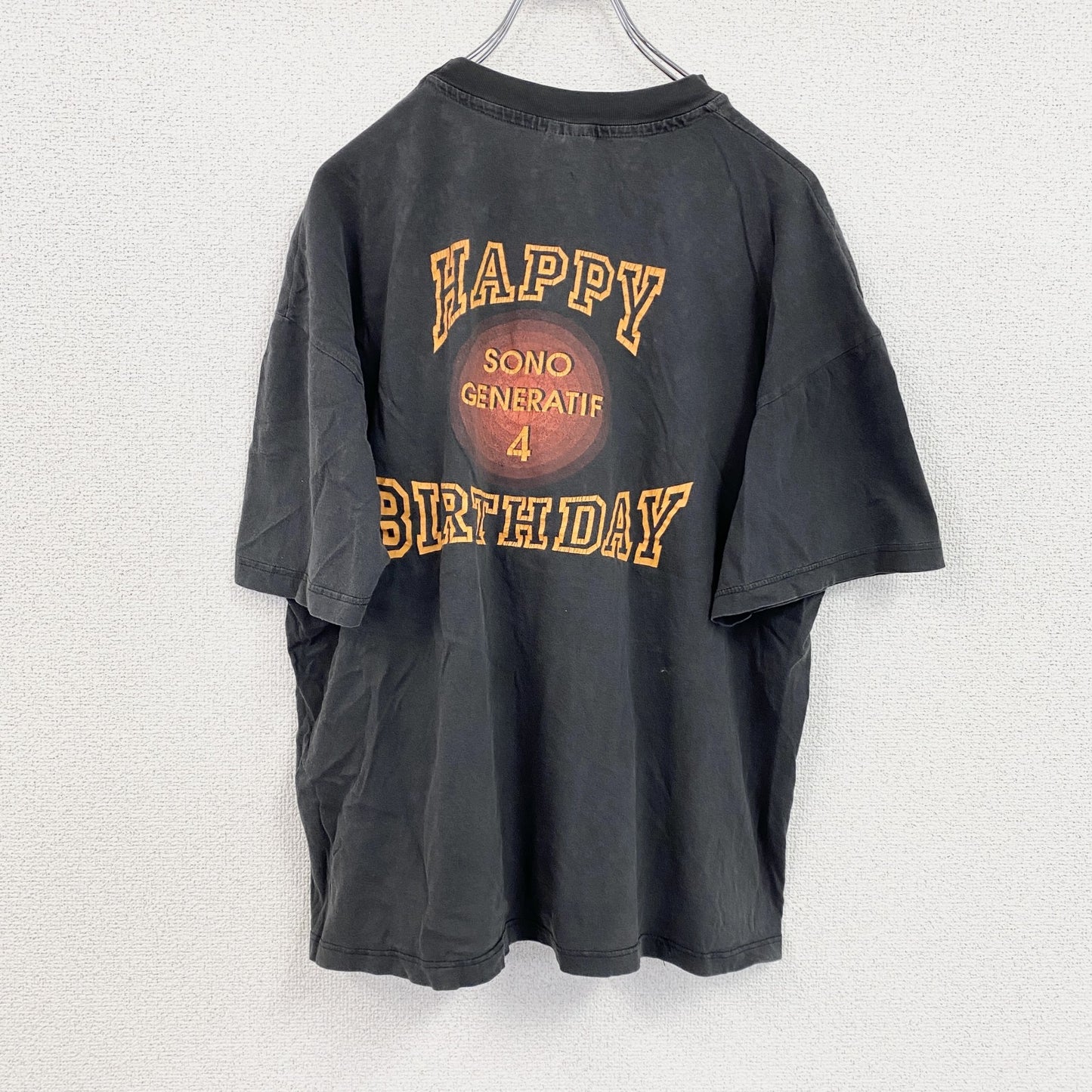 Hanes　ヘインズ　半袖プリントTシャツ　フェード　黒　ブラック