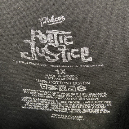 古着 used　POTETIC JUSTICE ポエティク ジャスティス　半袖ドラマプリントTシャツ　クルーネック　XLサイズ