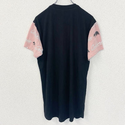 古着 used　VIBES　半袖プリントデザインTシャツ　サンタモニカ　クルーネック　レトロ　黒　ブラック　Mサイズ