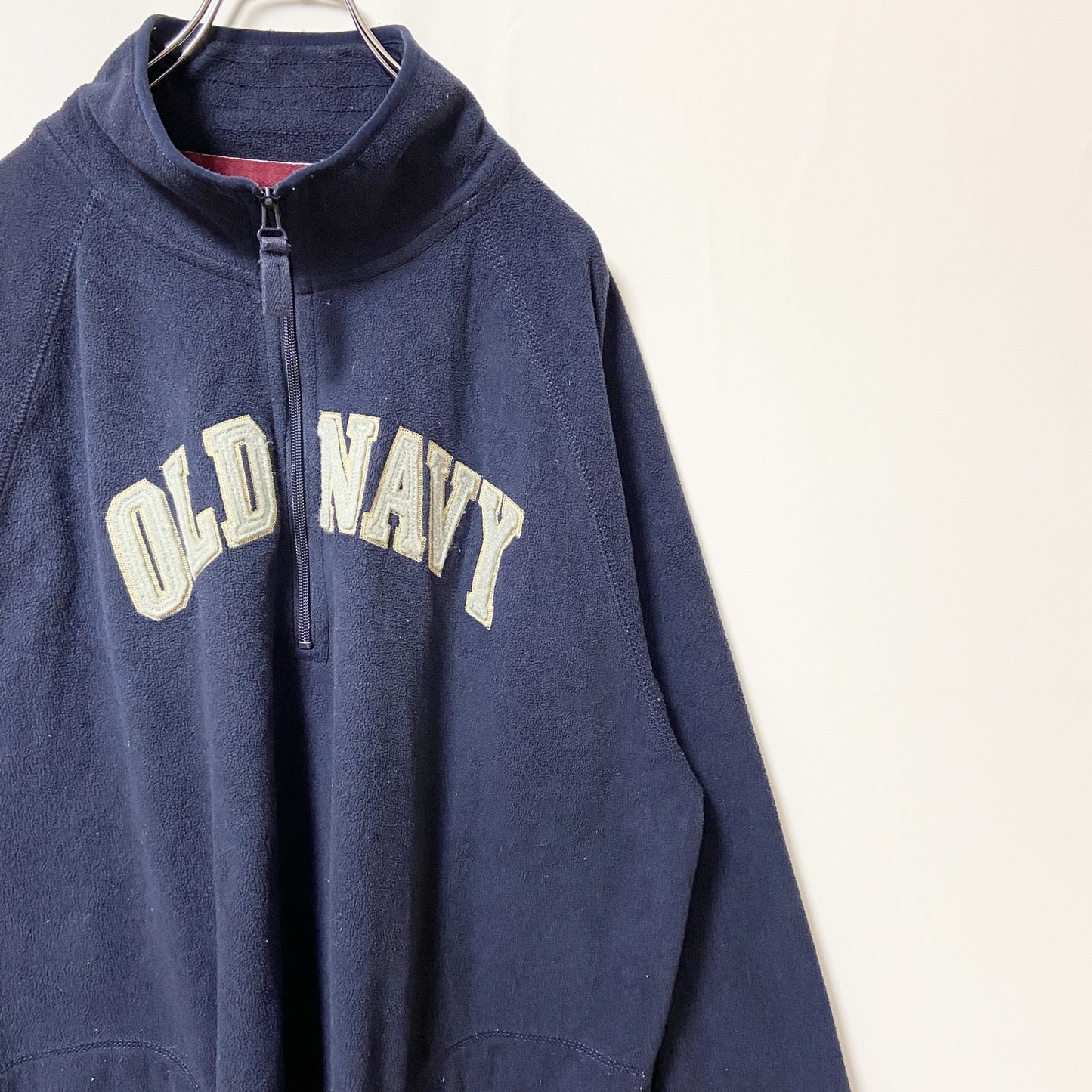古着 used　OLDNAVY　長袖ロゴワッペンフリース　ハイネック　ネイビー　ヴィンテージ　ビッグシルエット　2XLサイズ
