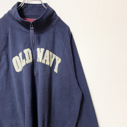 古着 used　OLDNAVY　長袖ロゴワッペンフリース　ハイネック　ネイビー　ヴィンテージ　ビッグシルエット　2XLサイズ