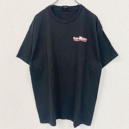 古着 used　Hanes　ヘインズ　BEEFY-T　半袖デザインTシャツ　バックプリント　豚　PIG　黒　春夏服　Lサイズ