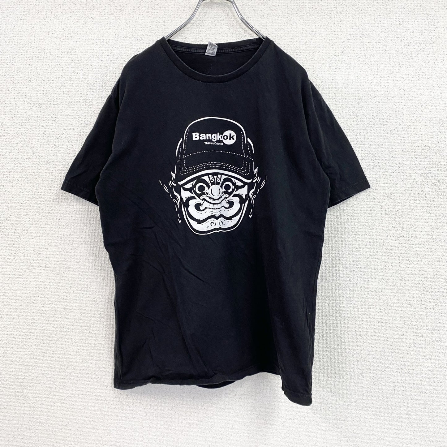 Cotton　半袖プリントTシャツ　黒　ブラック　XLサイズ