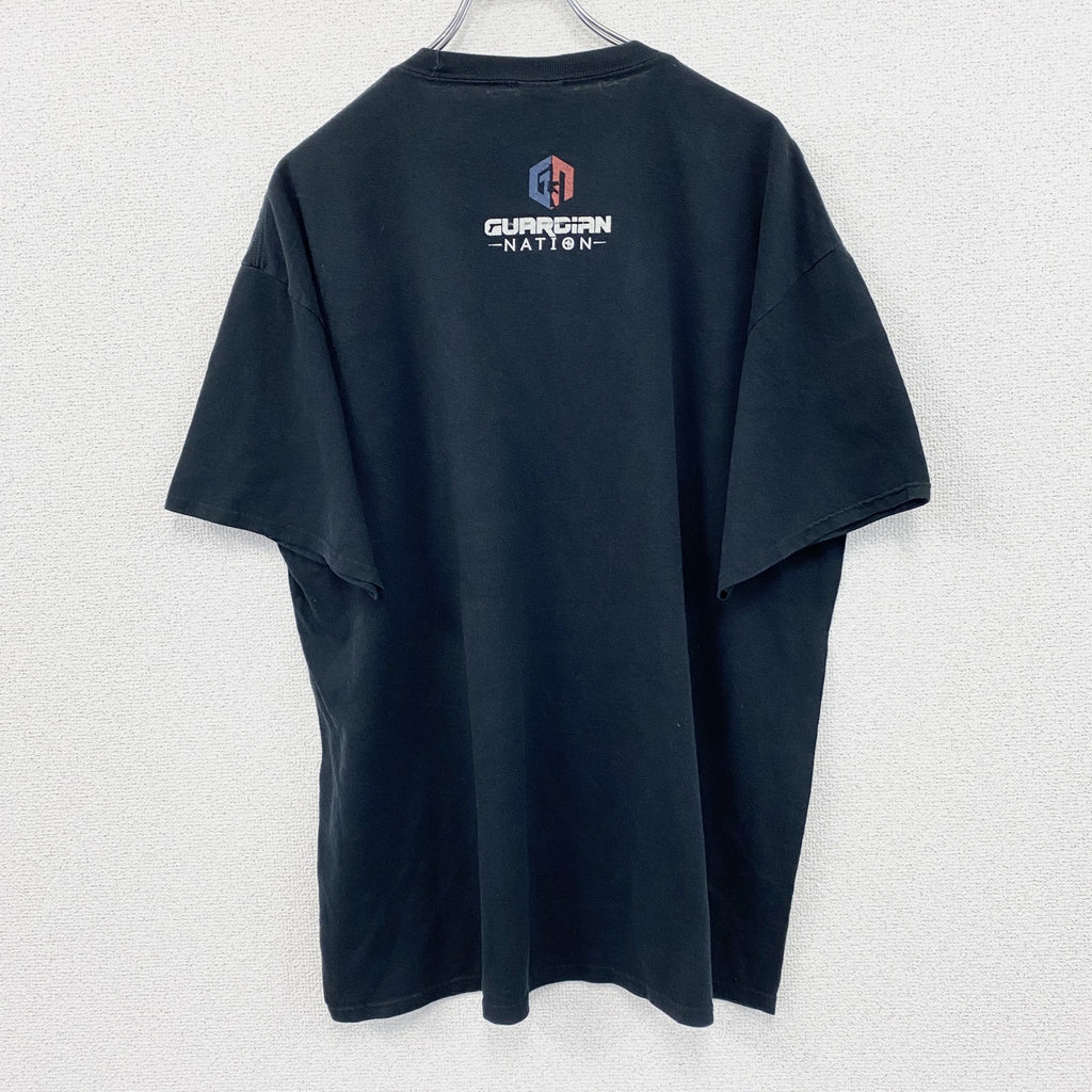 PORT&COMPANY　半袖プリントTシャツ　Guardian Nation　両面プリント　企業ロゴ　黒　ブラック　XLサイズ
