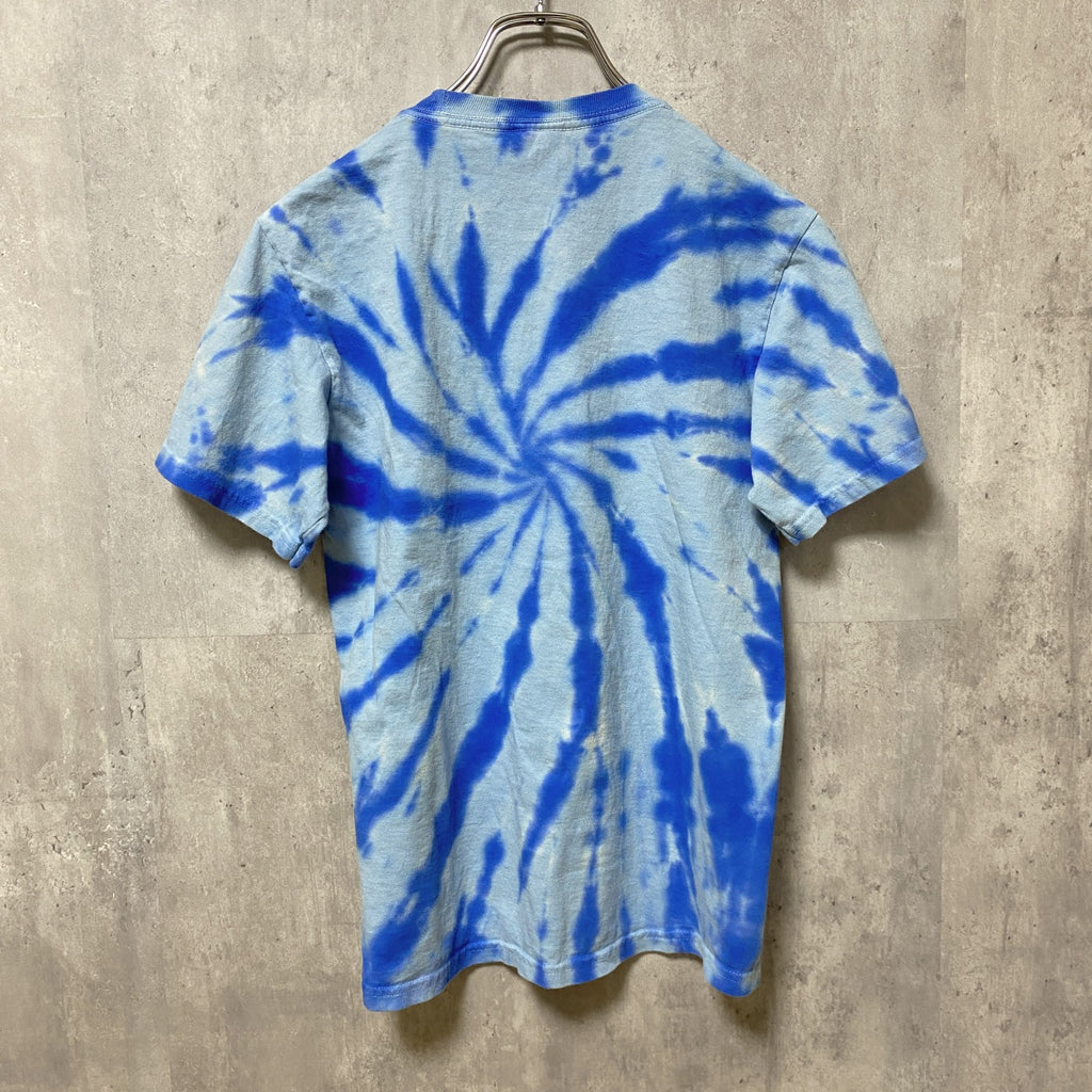 古着 used　半袖クルーネックゾンビプリントTシャツ　タイダイ柄　青　ブルー　ヴィンテージ　vintage　Sサイズ　