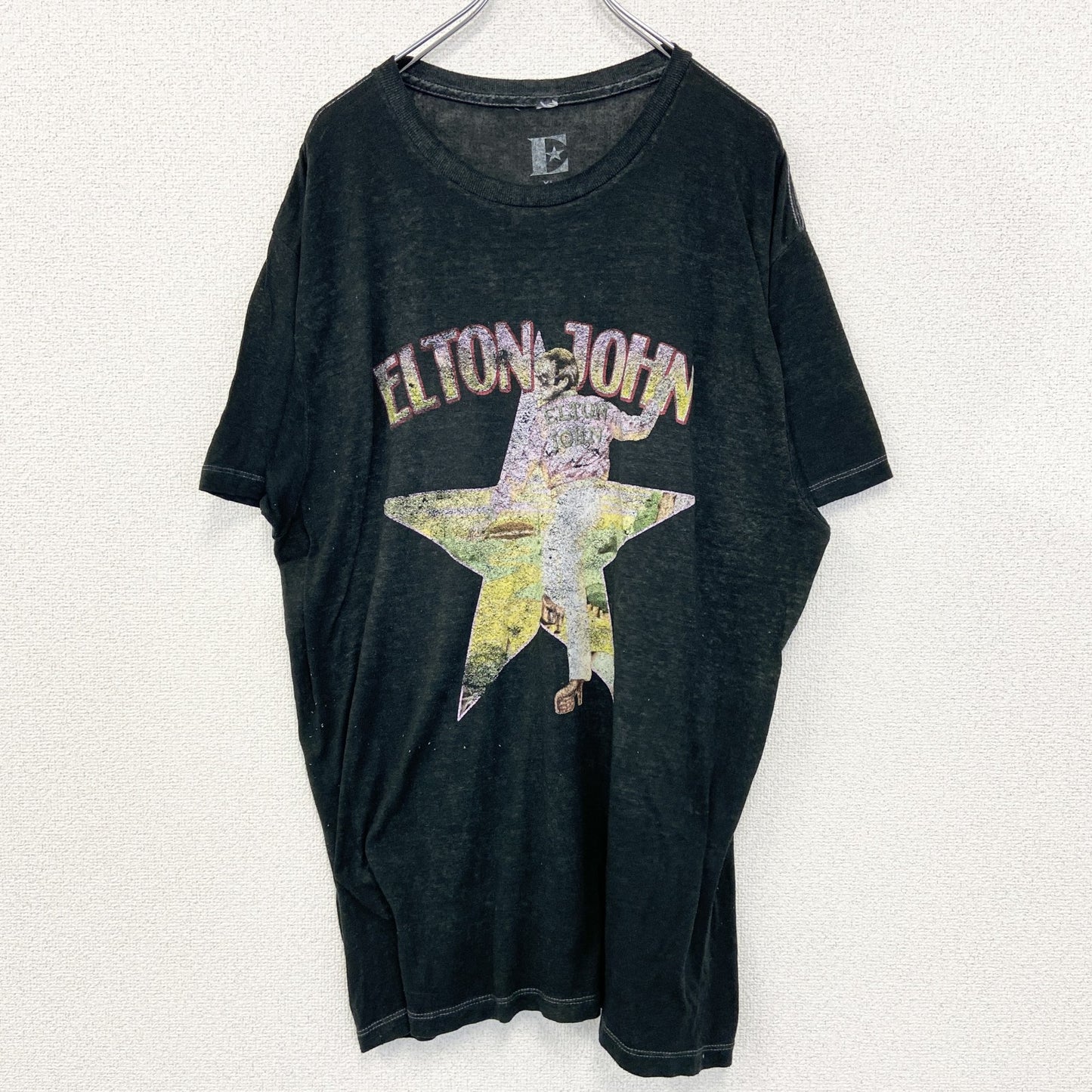 古着 used　Elton Johon　エルトン ジョン　半袖シンガープリントTシャツ　カジュアル　クルーネック　XLサイズ