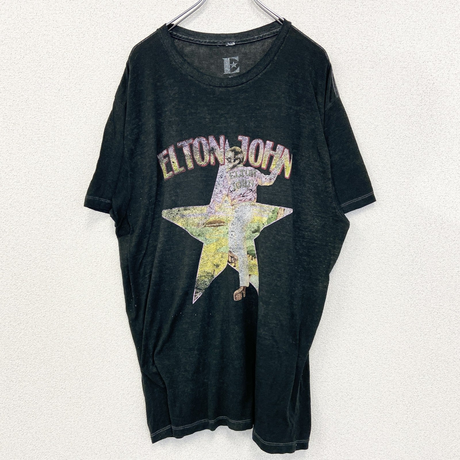 古着 used　Elton Johon　エルトン ジョン　半袖シンガープリントTシャツ　カジュアル　クルーネック　XLサイズ