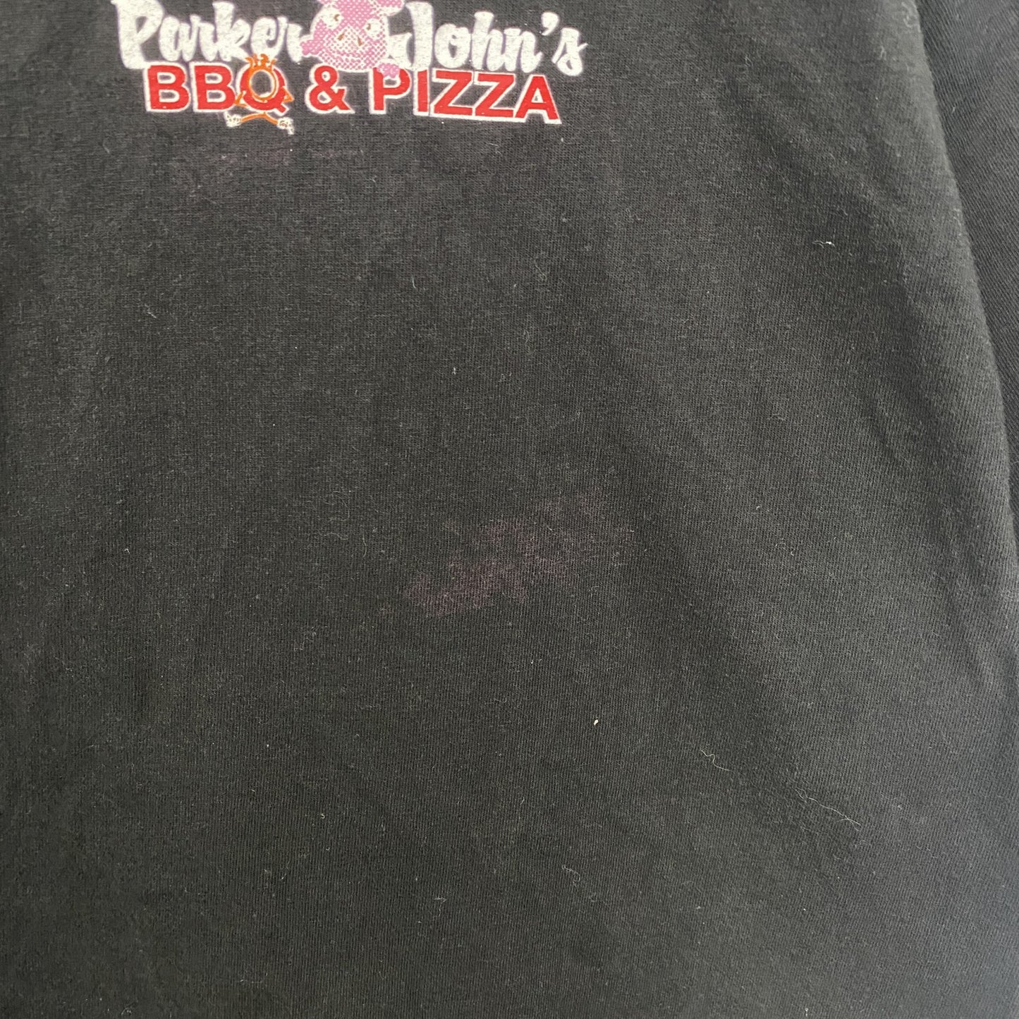 古着 used　Hanes　ヘインズ　BEEFY-T　半袖デザインTシャツ　バックプリント　豚　PIG　黒　春夏服　Lサイズ