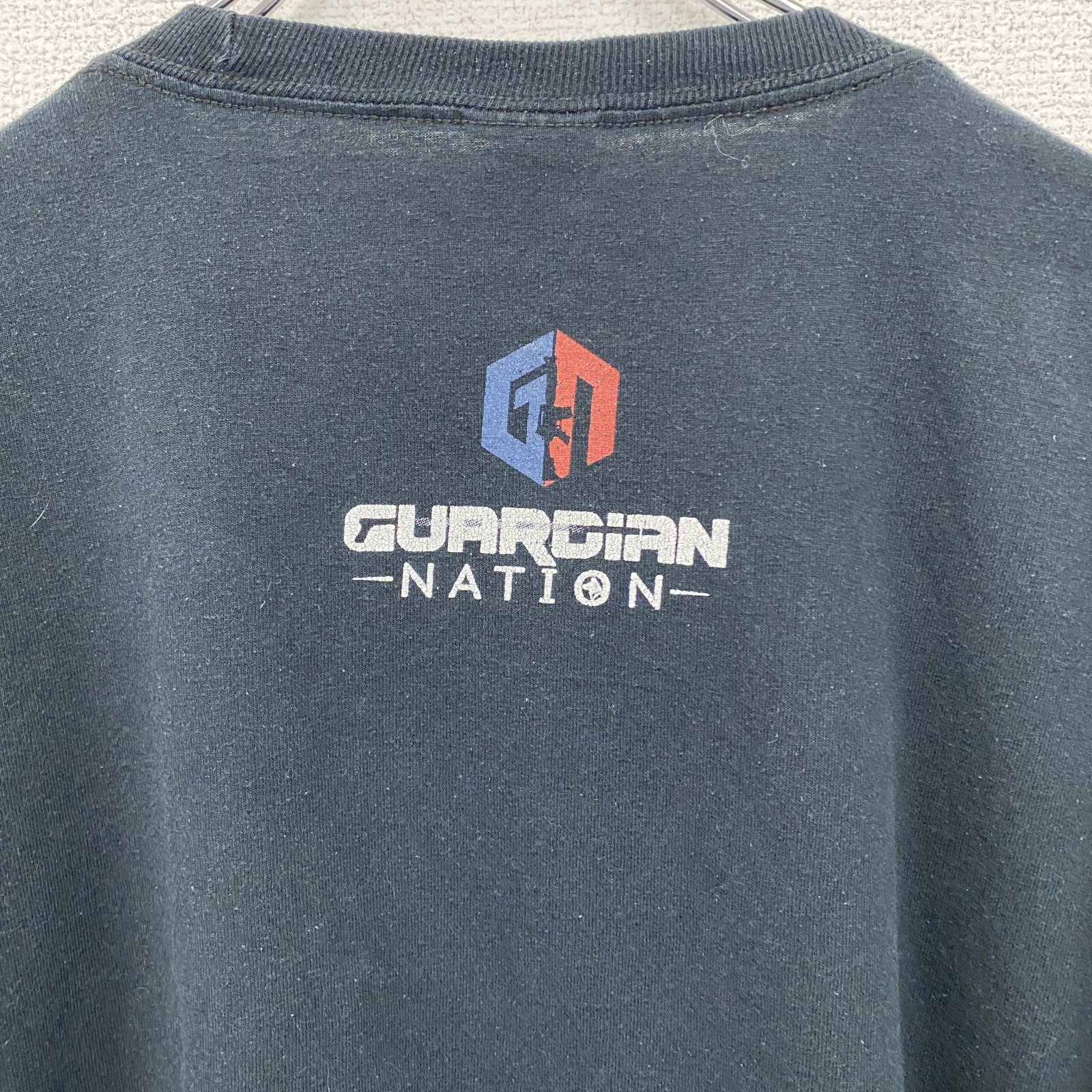 PORT&COMPANY　半袖プリントTシャツ　Guardian Nation　両面プリント　企業ロゴ　黒　ブラック　XLサイズ