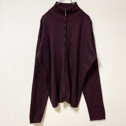 古着 used　UNTIED　長袖ドライバーズニット　セーター　ハイネック　ワインレッド　秋冬服　ビッグシルエット　XLサイズ