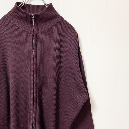 古着 used　UNTIED　長袖ドライバーズニット　セーター　ハイネック　ワインレッド　秋冬服　ビッグシルエット　XLサイズ