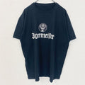 古着 used　半袖プリントデザインTシャツ　イエーガーマイスター　リキュール　クルーネック　レトロ　黒　ブラック