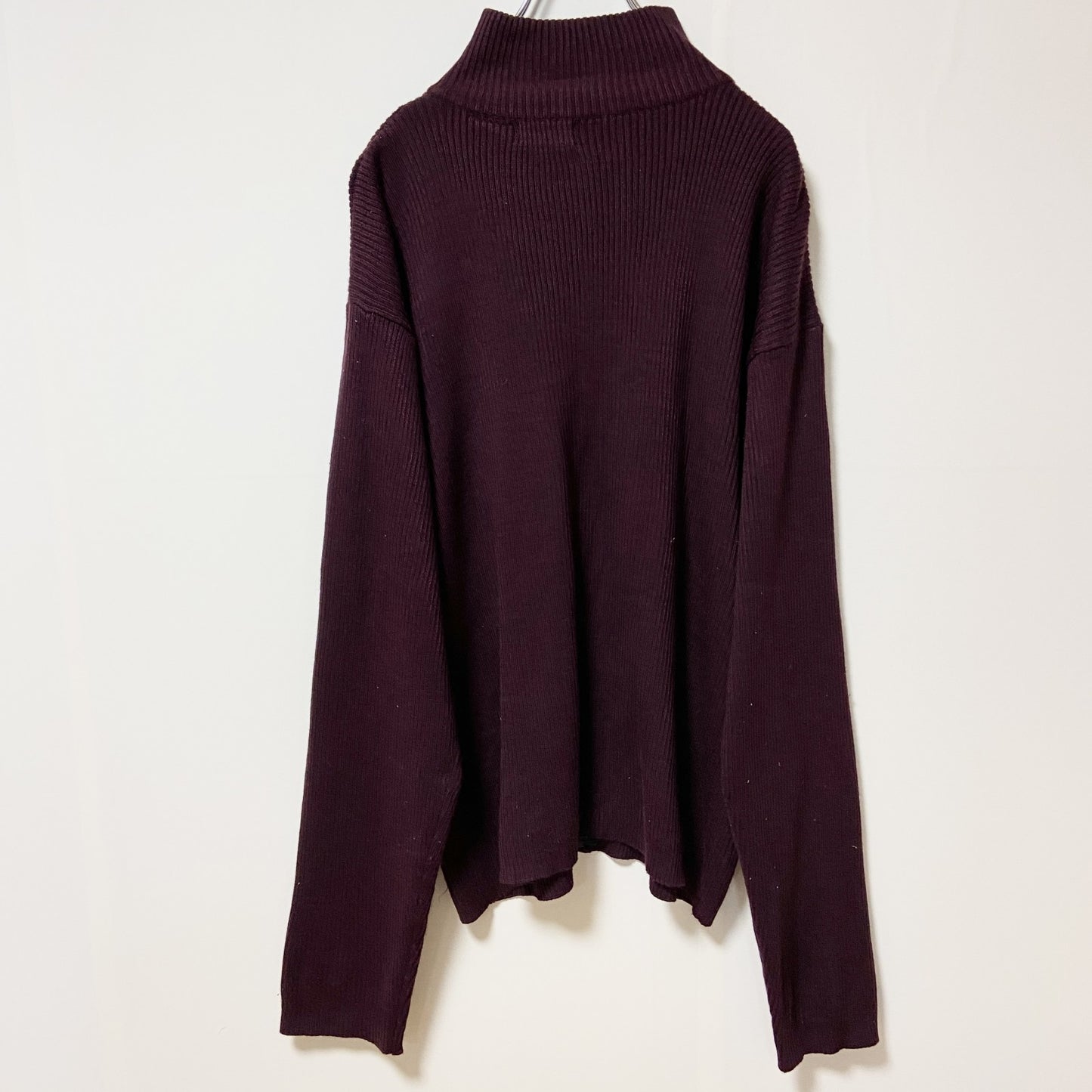 古着 used　UNTIED　長袖ドライバーズニット　セーター　ハイネック　ワインレッド　秋冬服　ビッグシルエット　XLサイズ