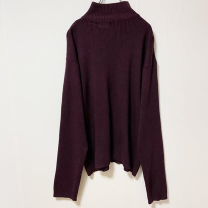 古着 used　UNTIED　長袖ドライバーズニット　セーター　ハイネック　ワインレッド　秋冬服　ビッグシルエット　XLサイズ