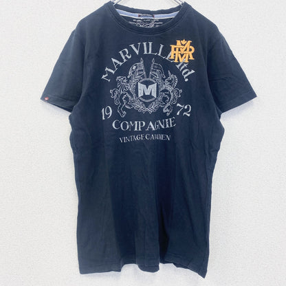 MARVILLE　半袖プリントTシャツ　アーチプリント　4連プリント　刺繍ロゴ　黒　ブラック　XLサイズ