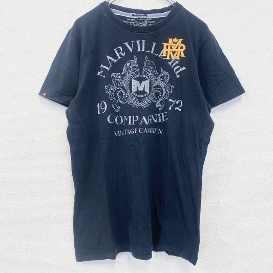 MARVILLE　半袖プリントTシャツ　アーチプリント　4連プリント　刺繍ロゴ　黒　ブラック　XLサイズ