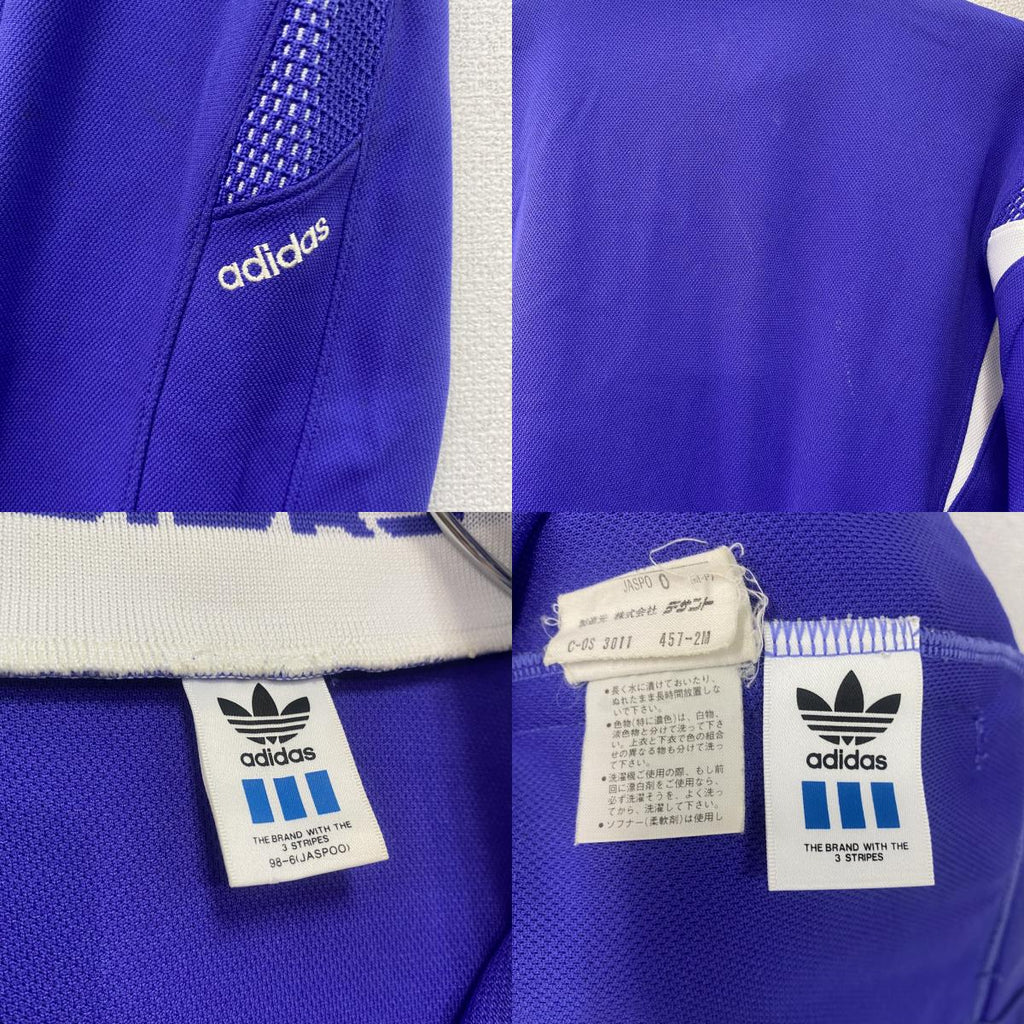adidas　アディダス　デサント　ジャージセットアップ　トラックジャケット　トラックパンツ　トレフォイルロゴ　刺繍ロゴ　紫　パープル
