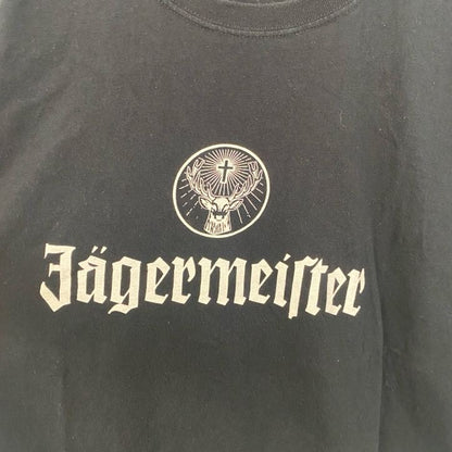 古着 used　半袖プリントデザインTシャツ　イエーガーマイスター　リキュール　クルーネック　レトロ　黒　ブラック