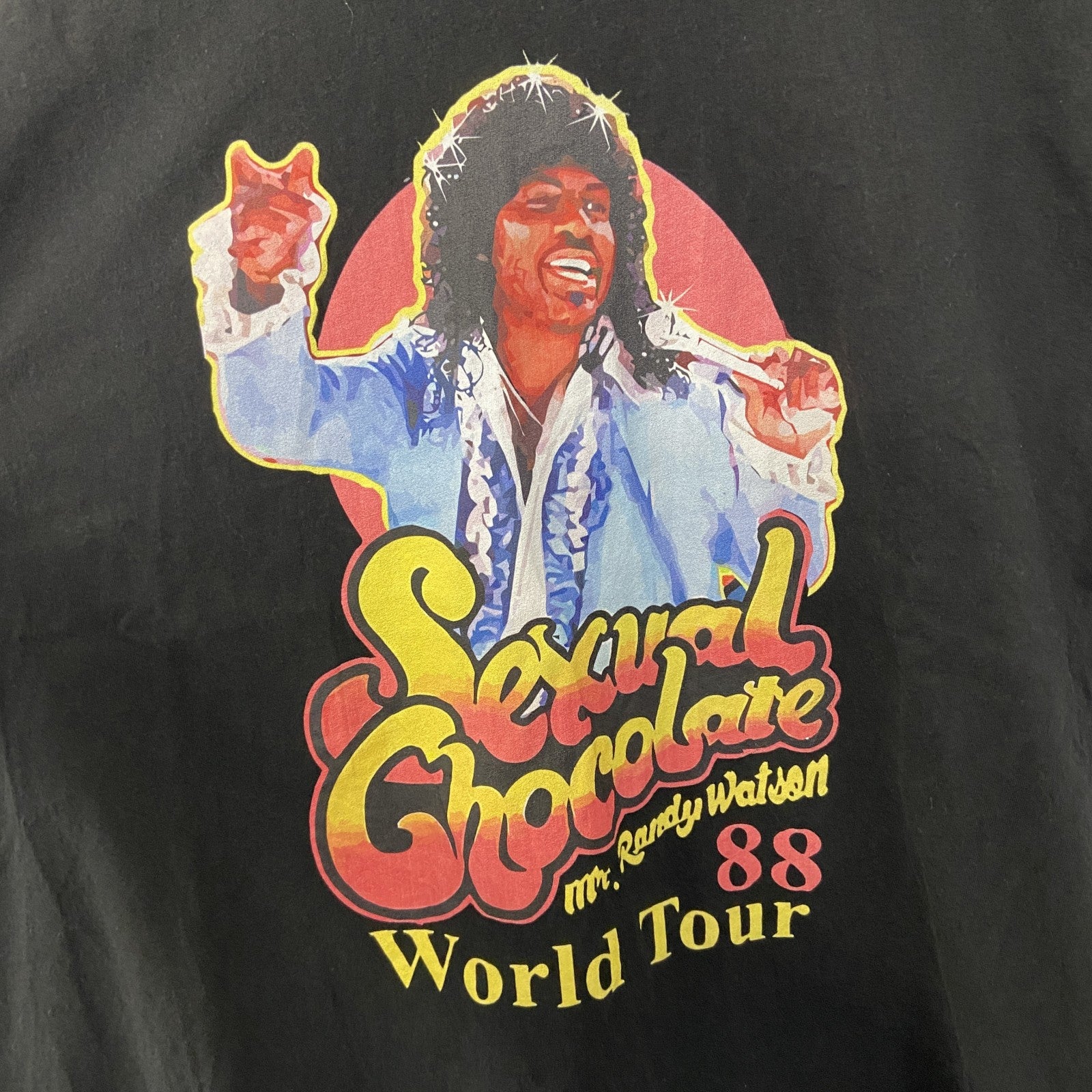 古着 used　ランディ ワトソン　半袖映画プリントTシャツ　カジュアル　レトロデザイン　クルーネック　黒　ブラック　XLサイズ