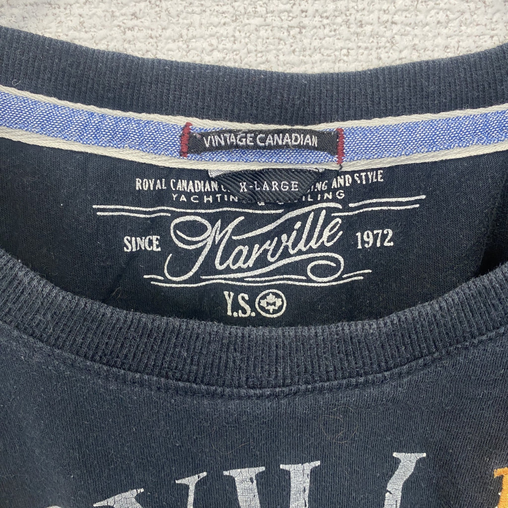 MARVILLE　半袖プリントTシャツ　アーチプリント　4連プリント　刺繍ロゴ　黒　ブラック　XLサイズ