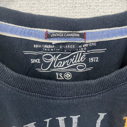 MARVILLE　半袖プリントTシャツ　アーチプリント　4連プリント　刺繍ロゴ　黒　ブラック　XLサイズ