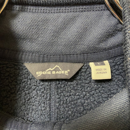 EDDIE BAUER　エディバウアー　ワンポイント刺繍フリース　ハイネックブルゾン　ネイビー　秋冬服　Lサイズ