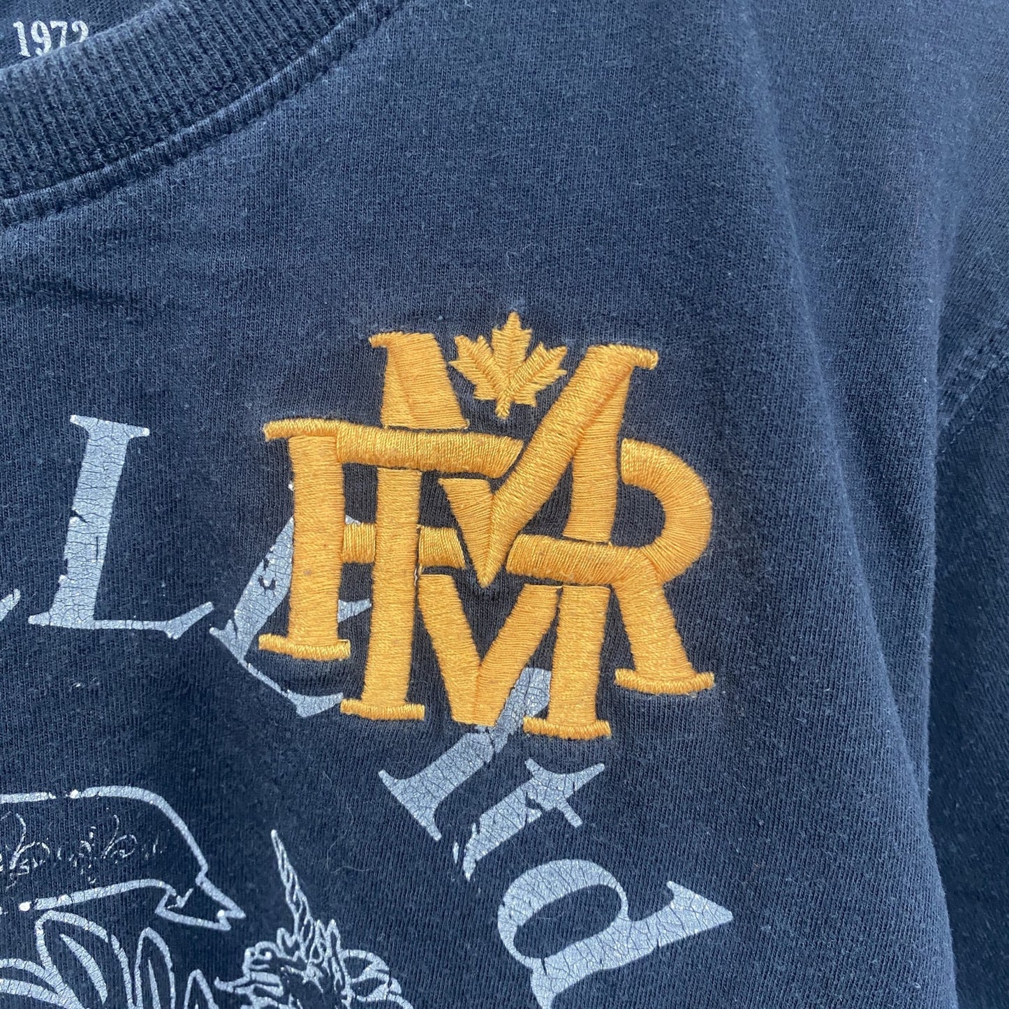 MARVILLE　半袖プリントTシャツ　アーチプリント　4連プリント　刺繍ロゴ　黒　ブラック　XLサイズ