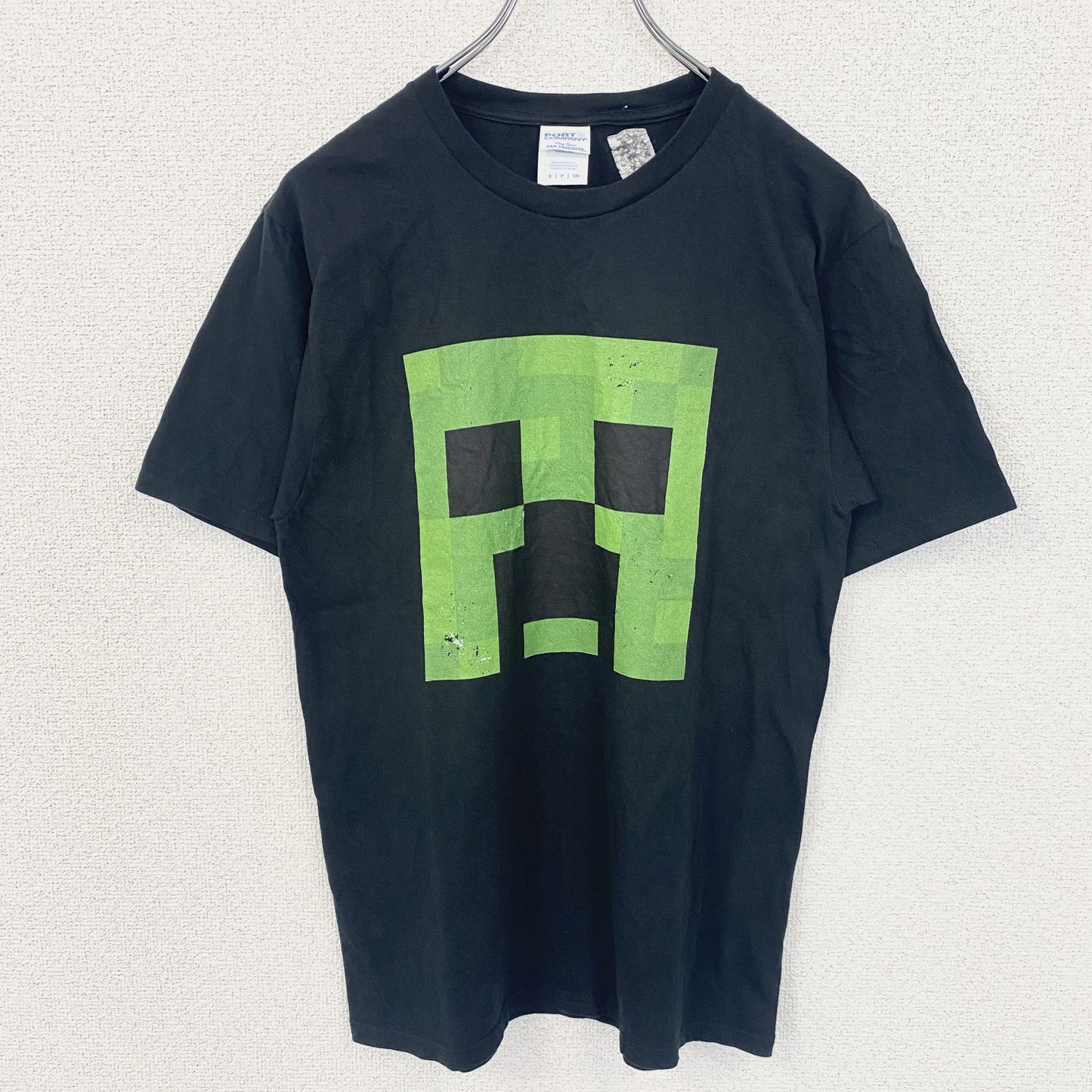 古着 used　Minecraft　マインクラフト　半袖ゲームプリントTシャツ　クルーネック　レトロ　キャラクター　黒　Sサイズ