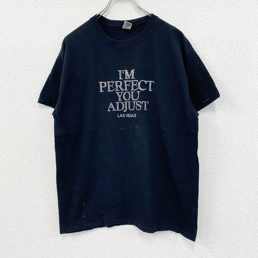 GILDAN　半袖プリントTシャツ　ギャルT　メッセージT　ラインストーン　黒　ブラック　Lサイズ