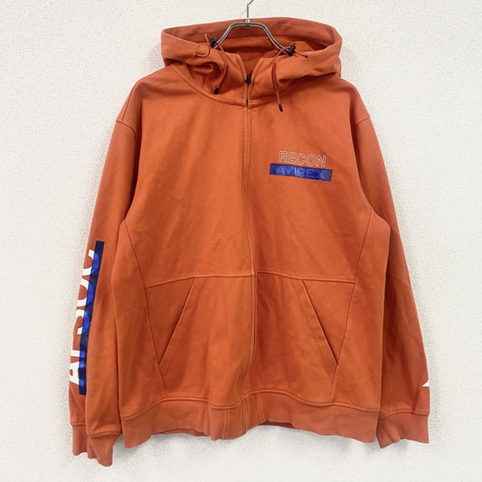 AVIREX　アヴィレックス　HOODED SWEAT JACKET FLYER'S　フルジップスウェットパーカー/フーディー　オレンジ　2XLサイズ
