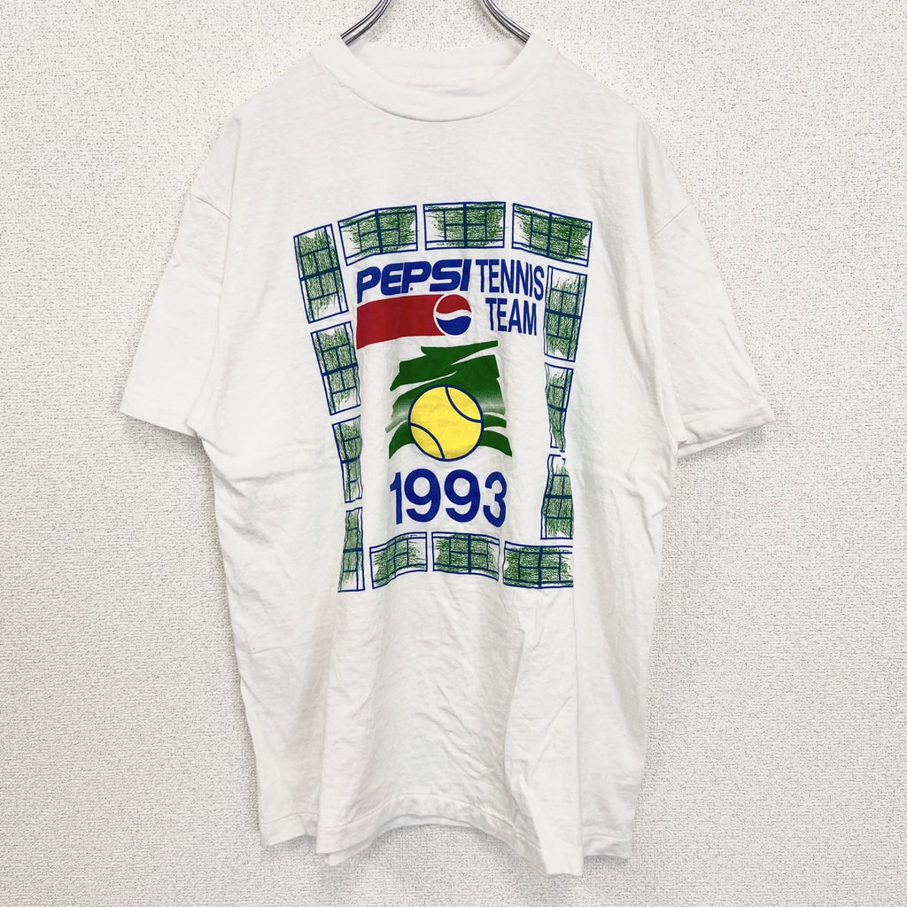 古着 used　Hanes　ヘインズ　半袖プリントTシャツ　ペプシコーラ　シングルステッチ　90s　クルーネック　白　Lサイズ